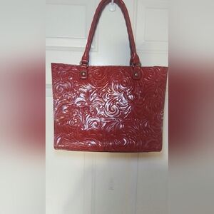 Chic Embossed Red Tote Bag